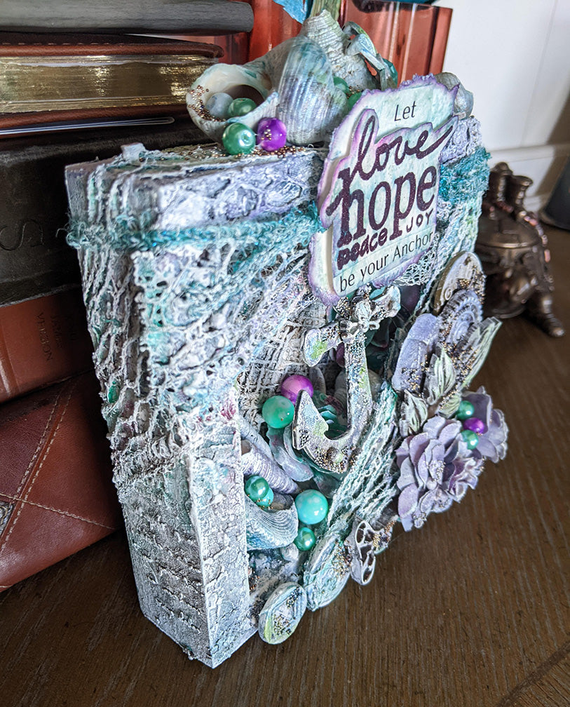 Anchor of Hope Frame Steampunk Wall Art, Handmade Mixed Media
