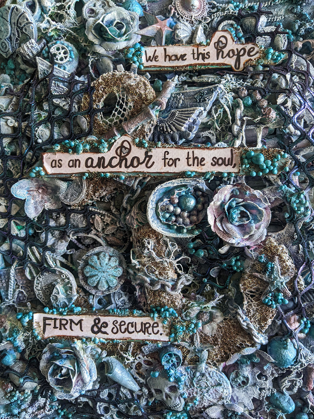 Large Anchor of Hope Steampunk Industrial Art, Handmade Mixed Media Canvas