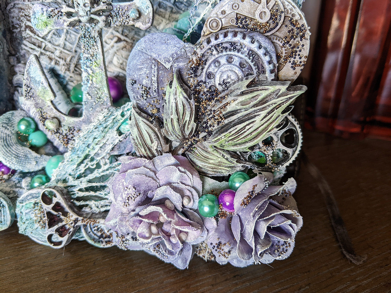Anchor of Hope Frame Steampunk Wall Art, Handmade Mixed Media
