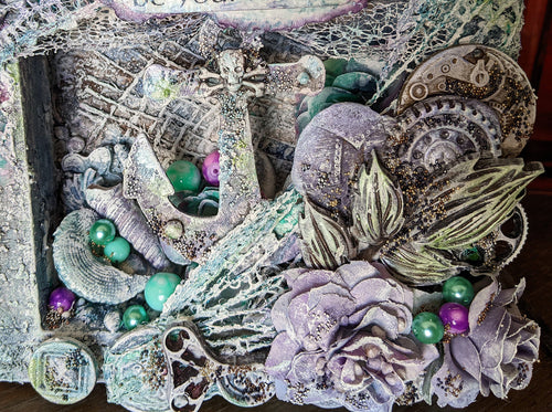 Anchor of Hope Frame Steampunk Wall Art, Handmade Mixed Media