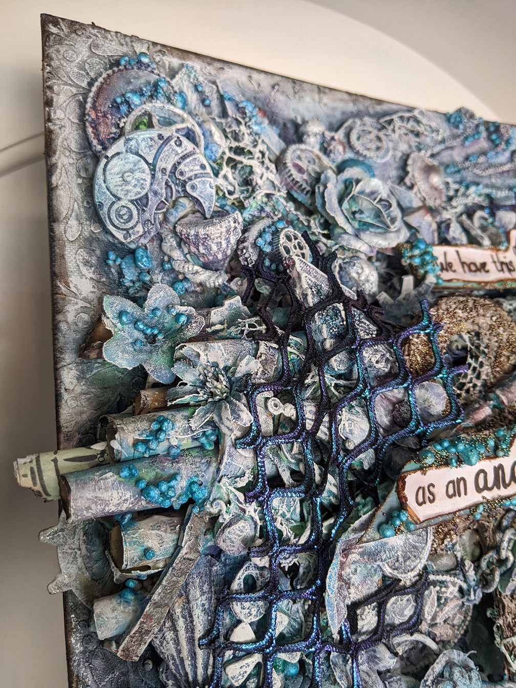 Large Anchor of Hope Steampunk Industrial Art, Handmade Mixed Media Canvas