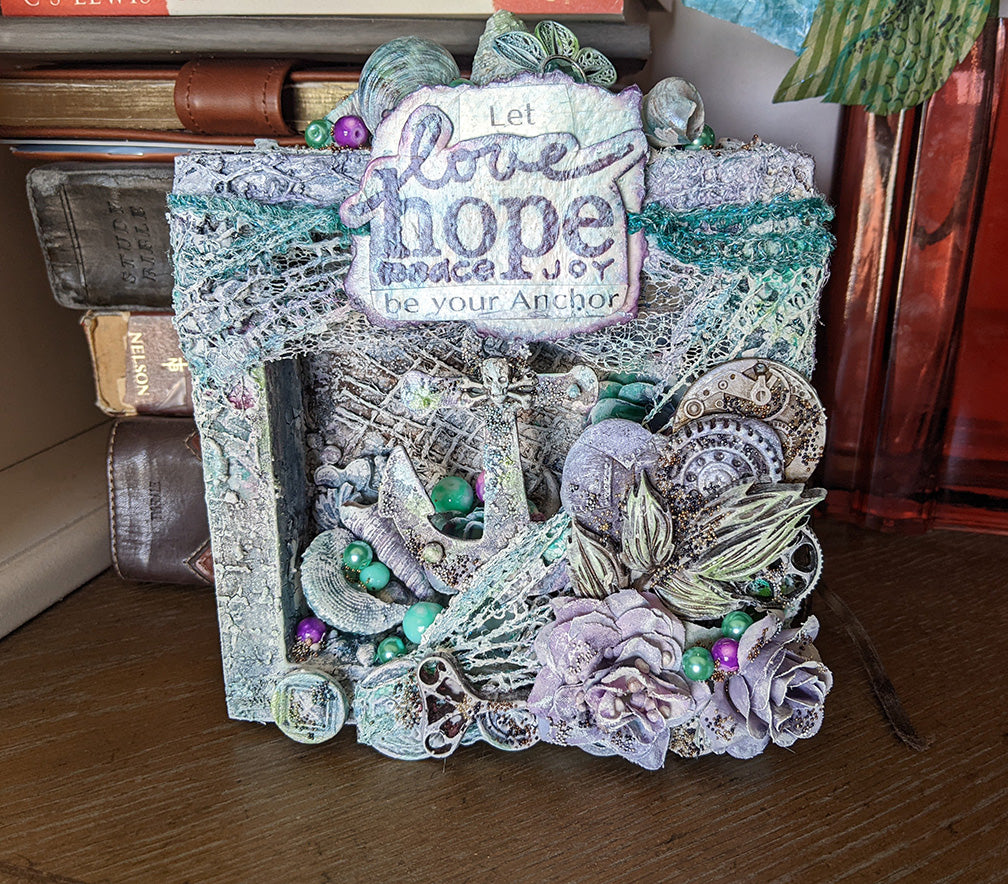 Anchor of Hope Frame Steampunk Wall Art, Handmade Mixed Media