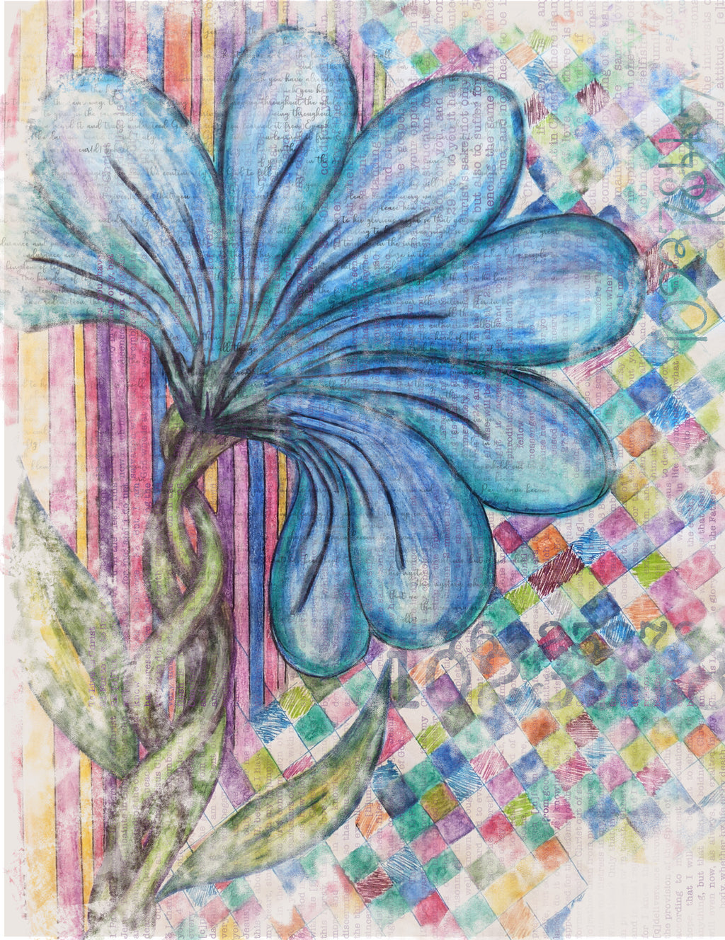 Digital productBig Blue Flower pages, Scrapbooking and Card making papers, 6 Printable Design Pages