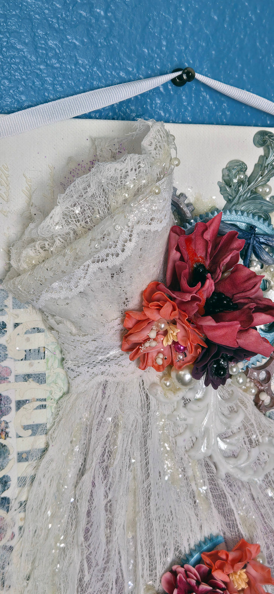 The White Dress Handmade Mixed Media Steampunk Wall Art