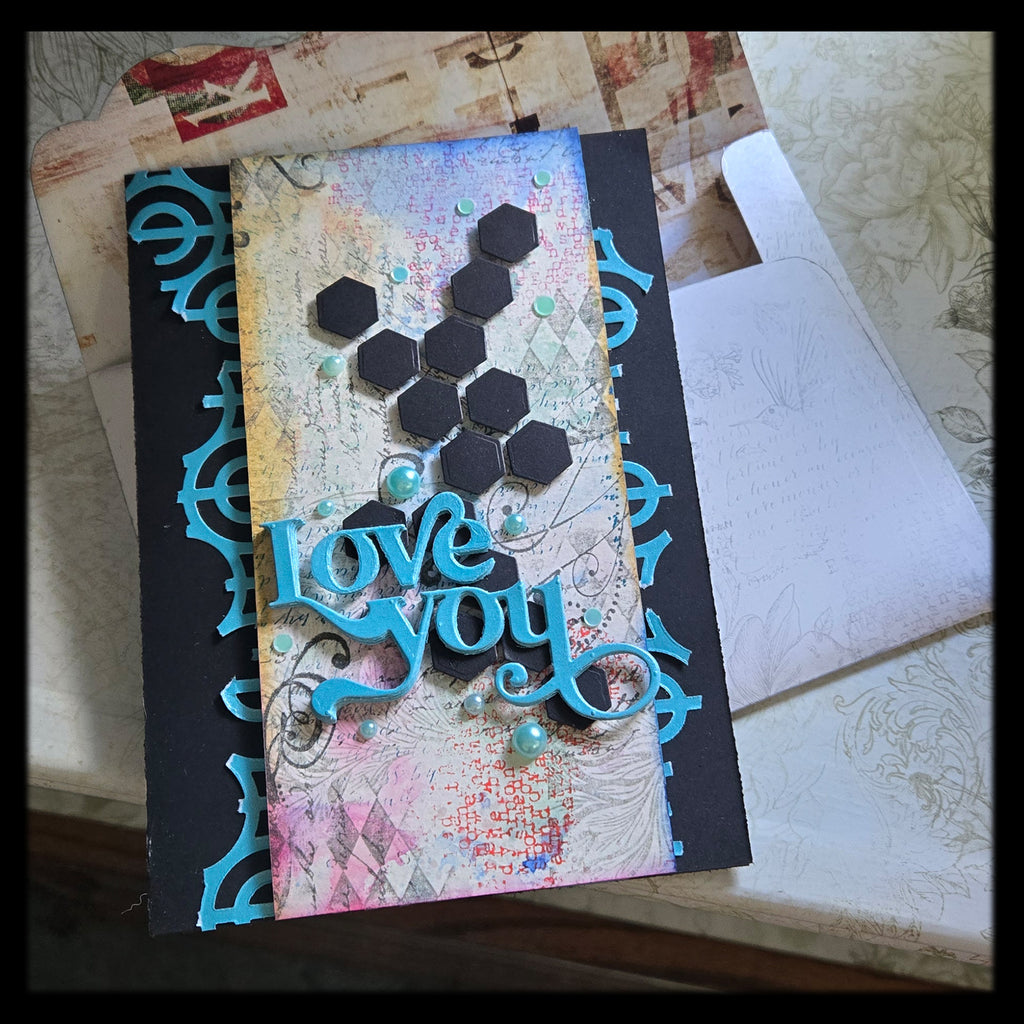 Watercolor "Love You" Greeting Card, Mixed Media