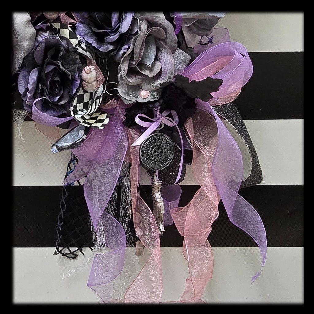 Sweet Gothic Mixed Media Wreath, Fall or Halloween Decor