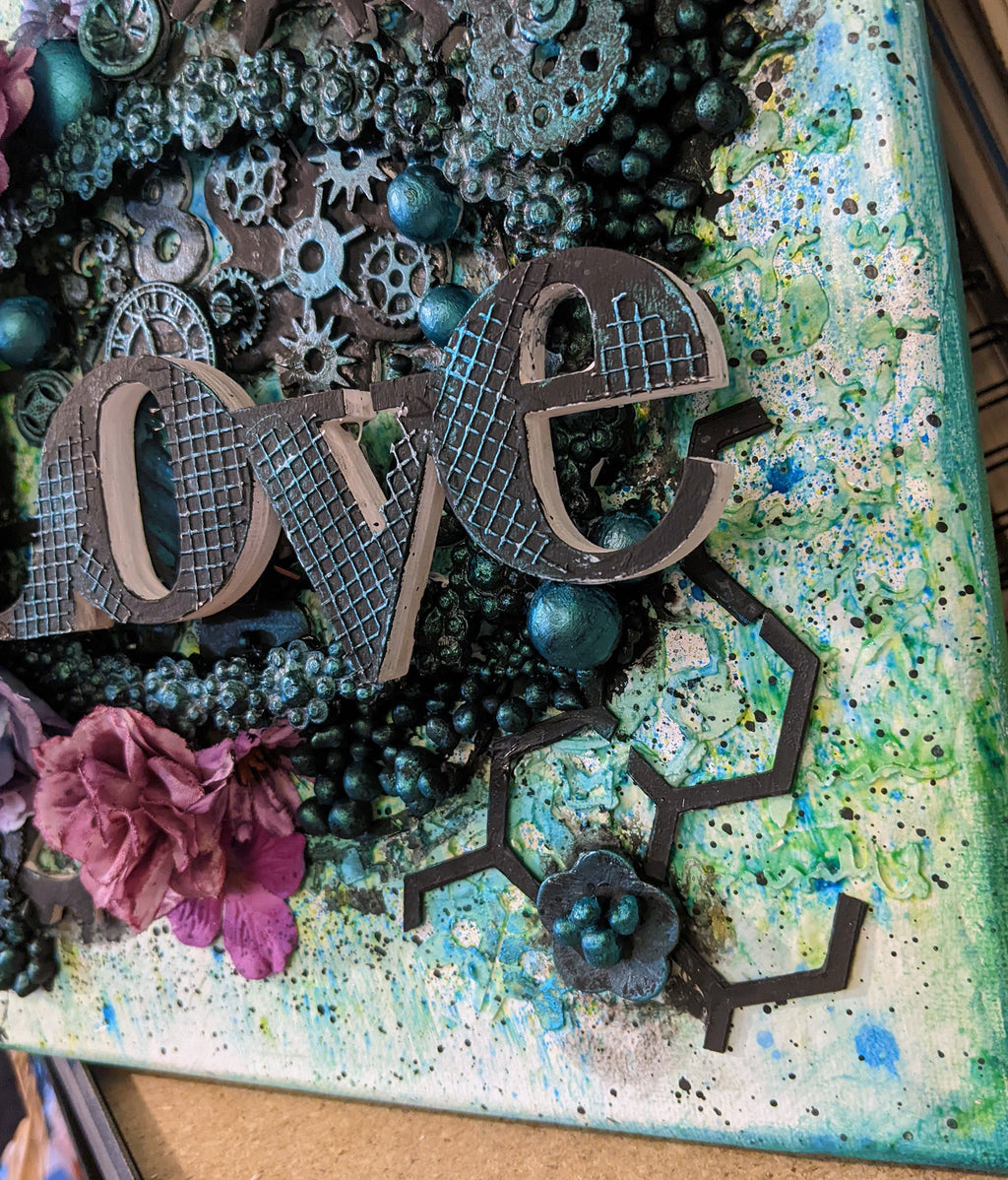Steampunk Love & Purple Roses Mixed Media Gallery Canvas Wall Art