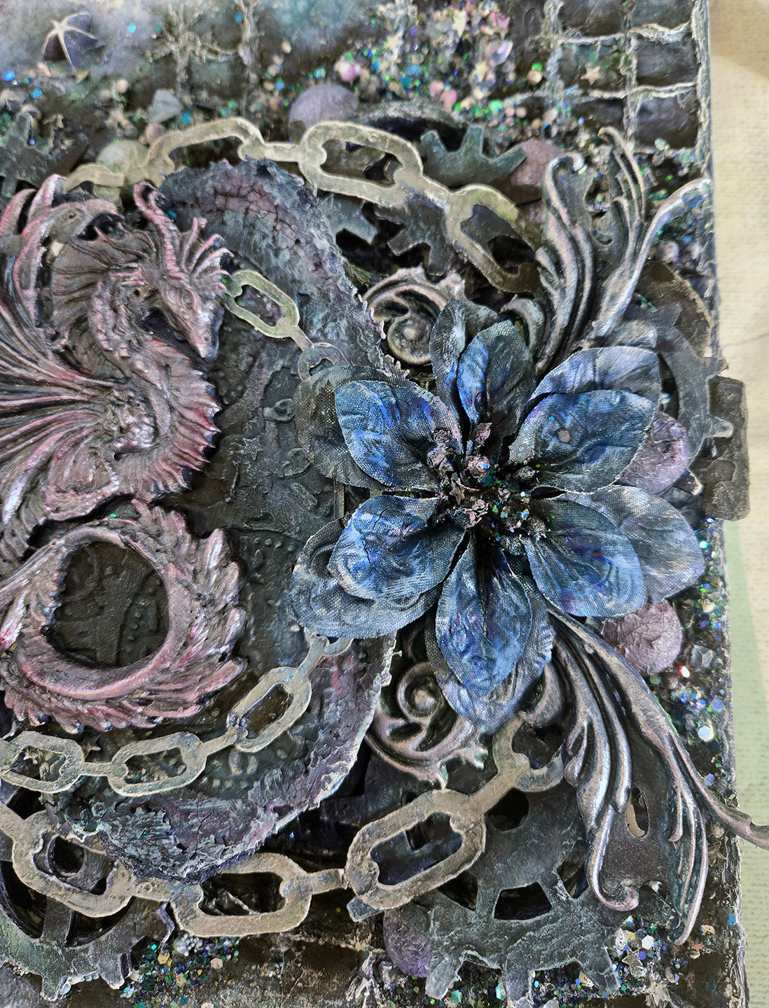 A Dragon From the Stars 16"x12" Hard Canvas Panel Mixed Media Wall Art
