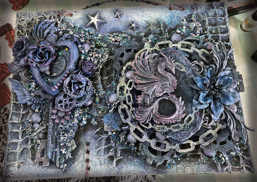 A Dragon From the Stars 16"x12" Hard Canvas Panel Mixed Media Wall Art