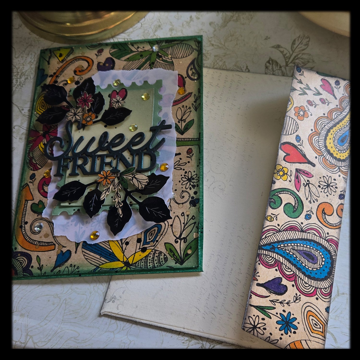 Hippie-Style Sweet Friend Greeting Card, Mixed Media