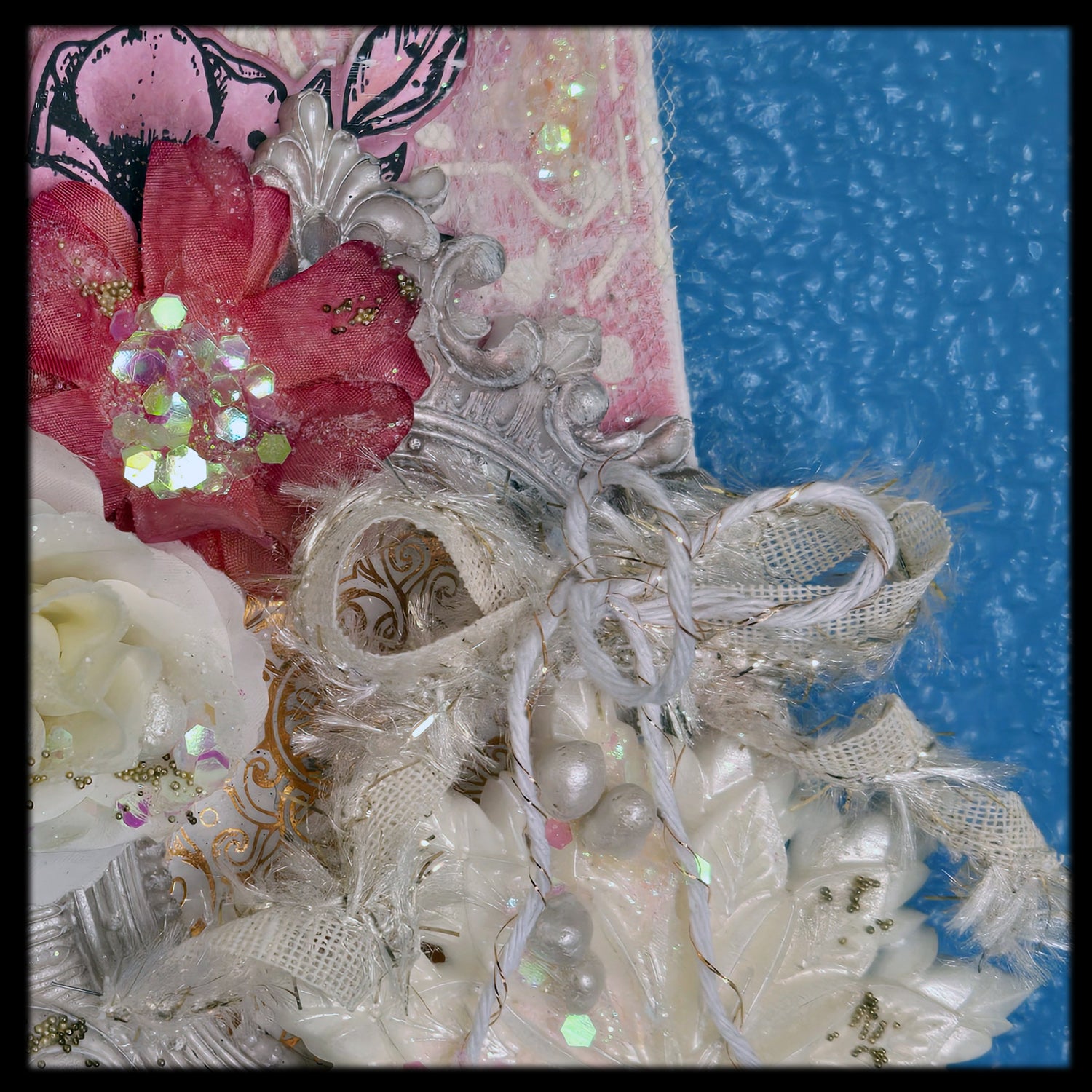 Glistening Snowflakes from the Sugar-Coated Holiday Suite Mini Mixed Media Art Piece