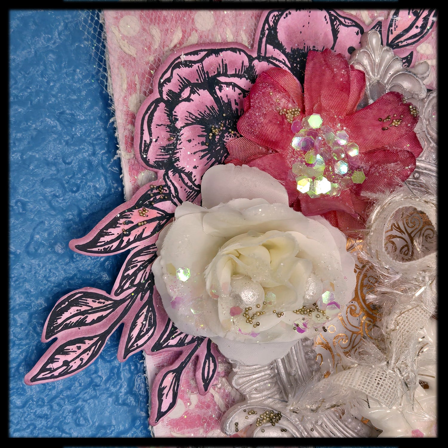 Glistening Snowflakes from the Sugar-Coated Holiday Suite Mini Mixed Media Art Piece