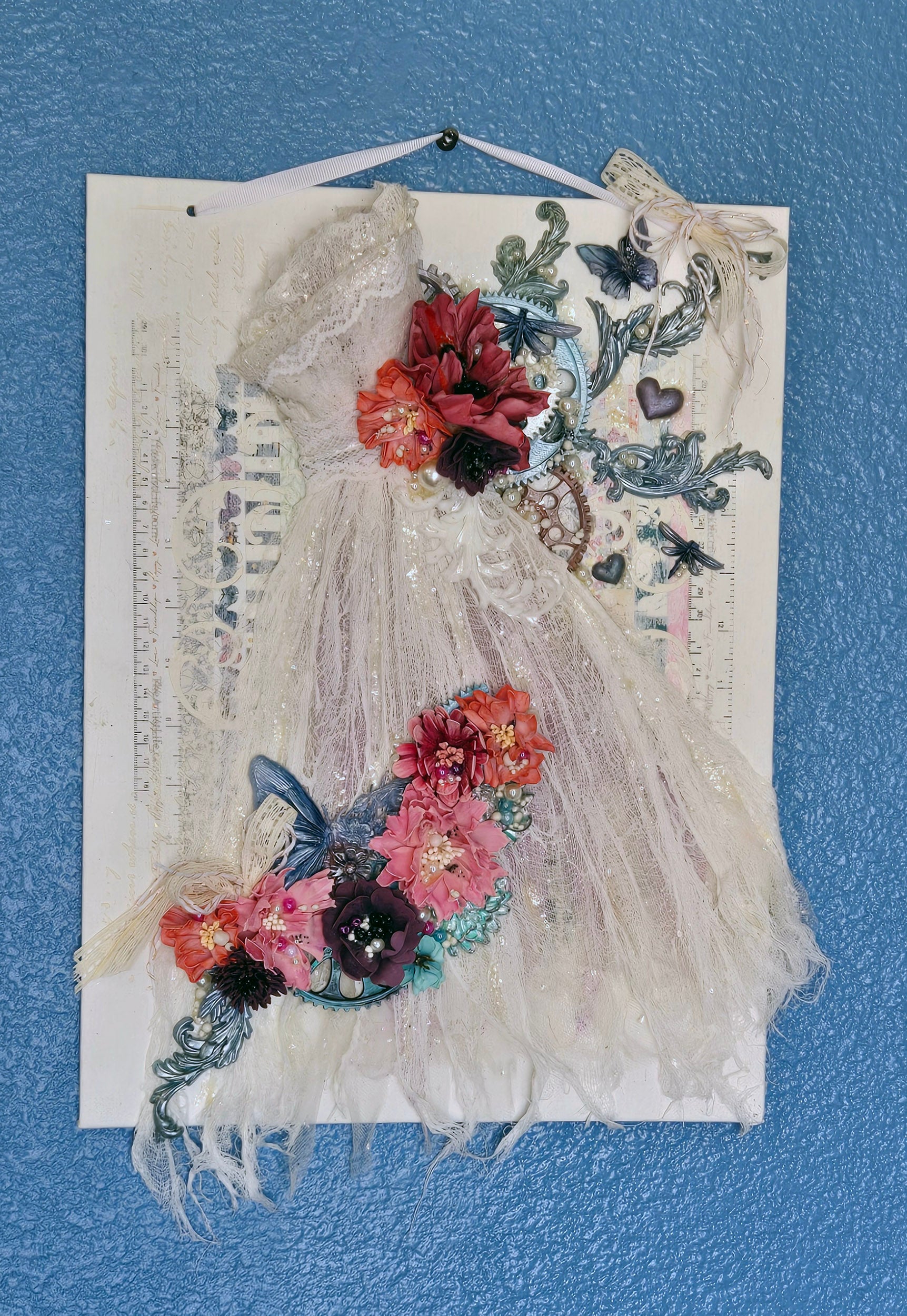 The White Dress Handmade Mixed Media Steampunk Wall Art