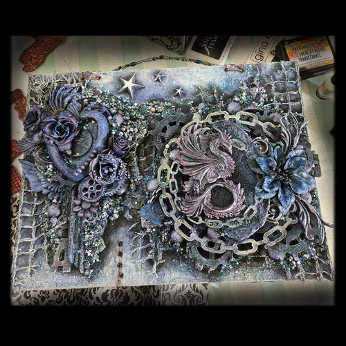 A Dragon From the Stars 16"x12" Hard Canvas Panel Mixed Media Wall Art