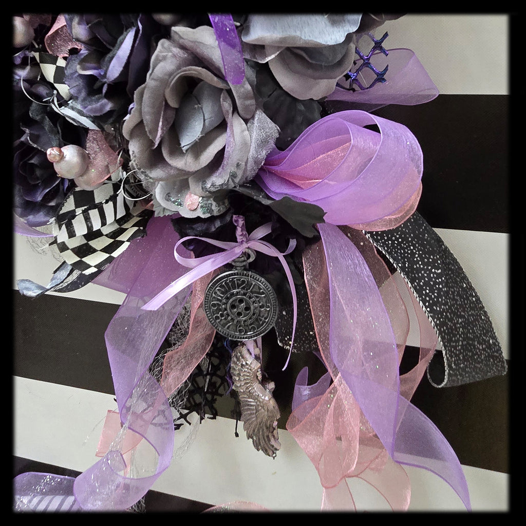 Sweet Gothic Mixed Media Wreath, Fall or Halloween Decor