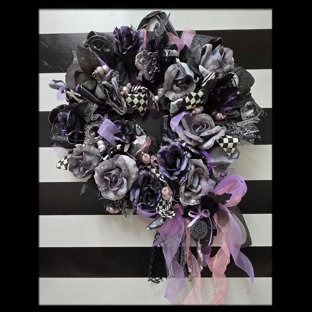 Sweet Gothic Mixed Media Wreath, Fall or Halloween Decor