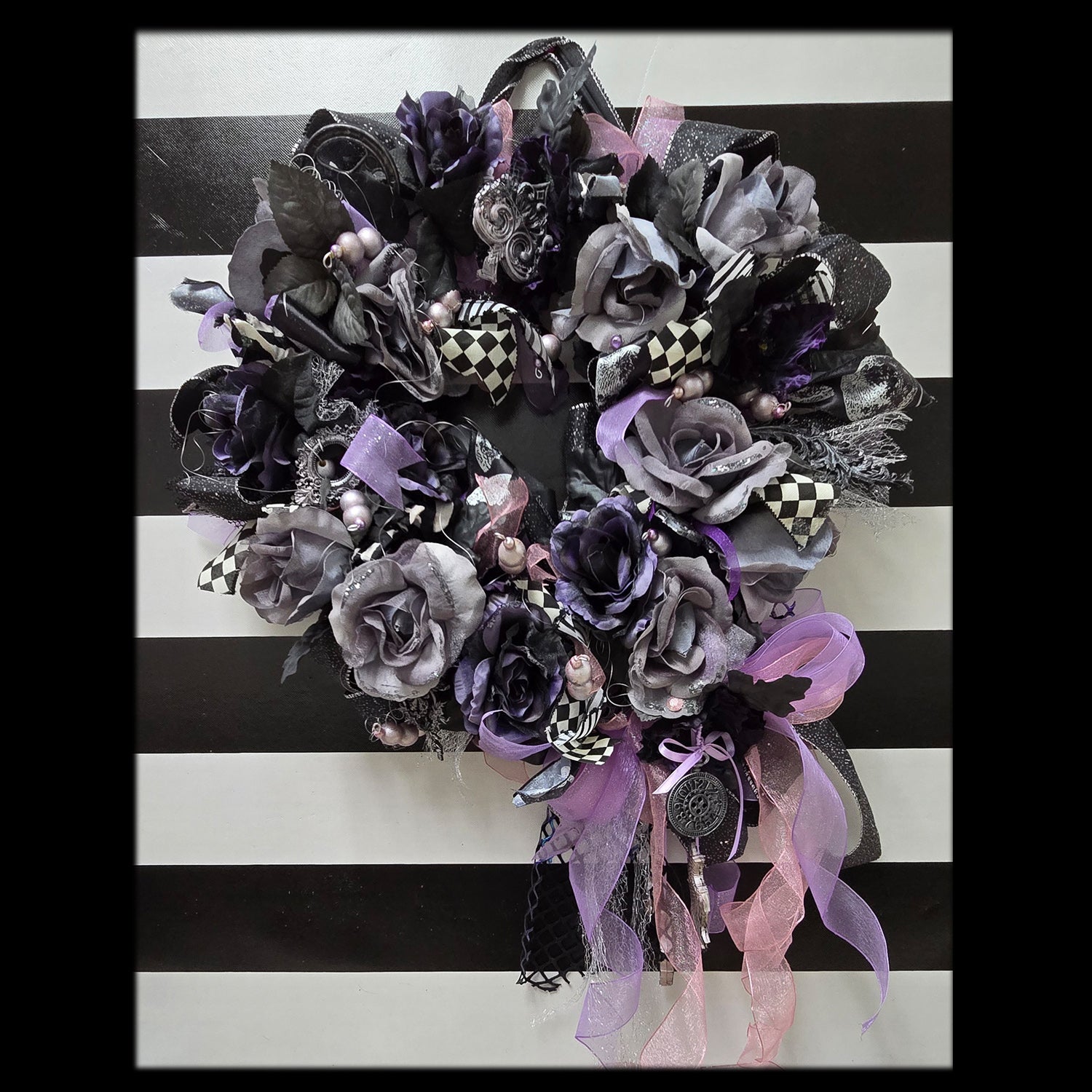 Sweet Gothic Mixed Media Wreath, Fall or Halloween Decor