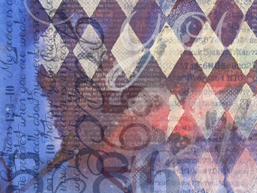 Harlequin Blues Rice Paper: Grunge Art Journaling, Scripture Background,, Card Making, Scrapbook Paper (13x9.5)