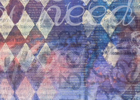 Harlequin Blues Rice Paper: Grunge Art Journaling, Scripture Background,, Card Making, Scrapbook Paper (13x9.5)