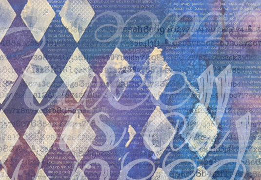 Harlequin Blues Rice Paper: Grunge Art Journaling, Scripture Background,, Card Making, Scrapbook Paper (13x9.5)