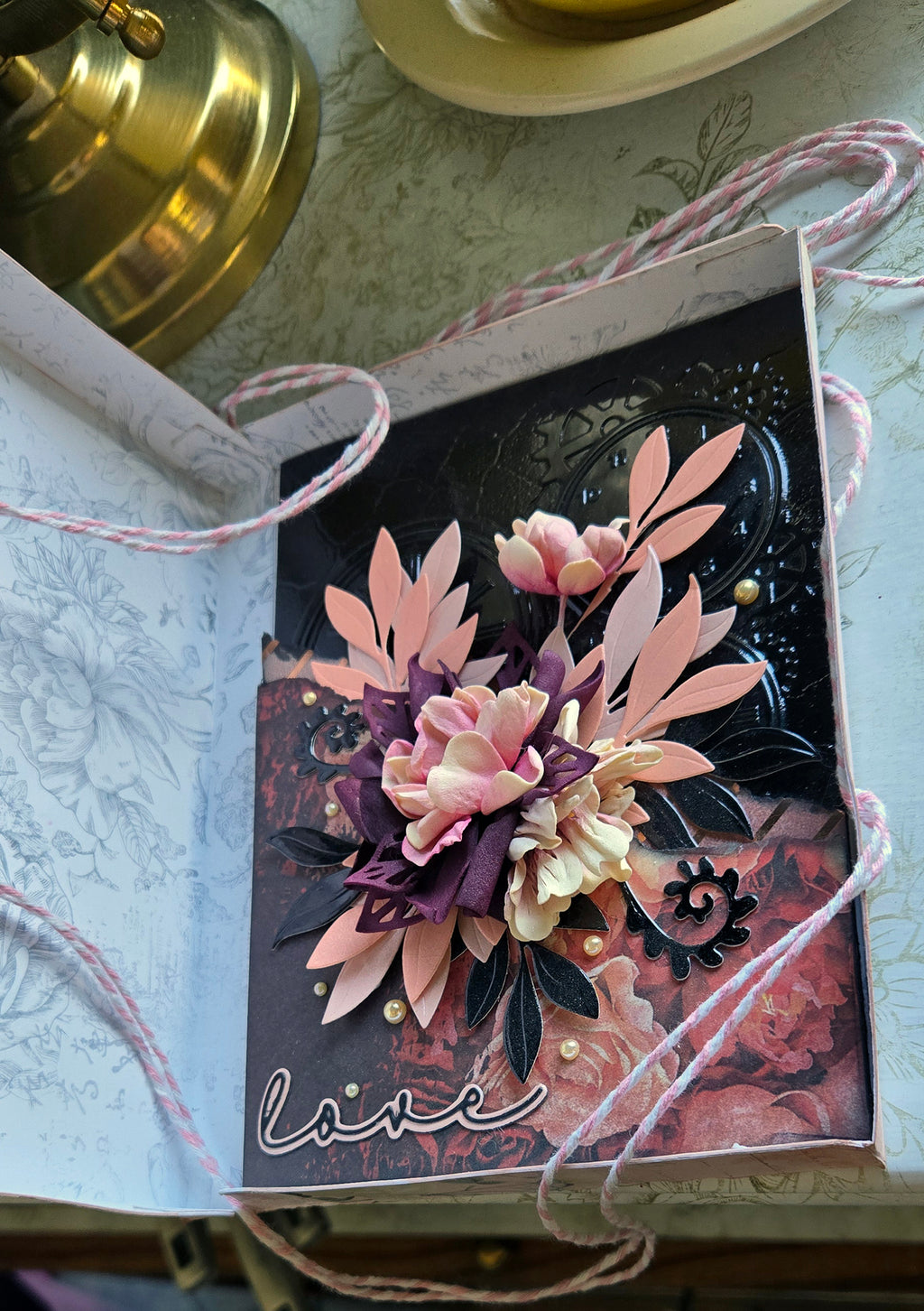 Shabby Chic "Love" Greeting Card, Mixed Media