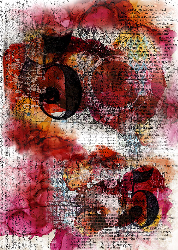 Red Ink Blot Rice Paper: Art Journaling, Scripture, Card Making, Scrapbook Paper (13x9.5)