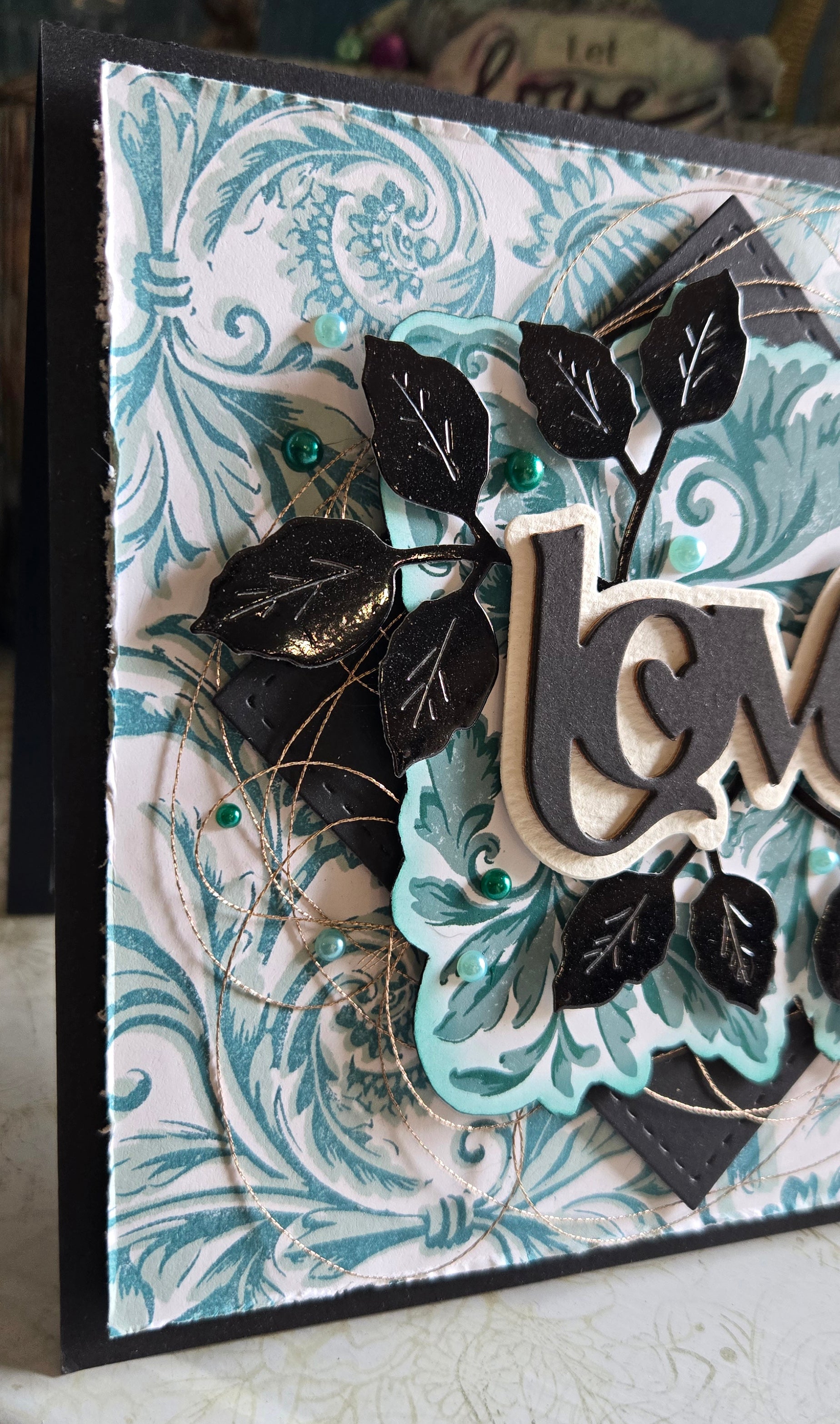 Simply Elegant "Love" Greeting Card, Mixed Media
