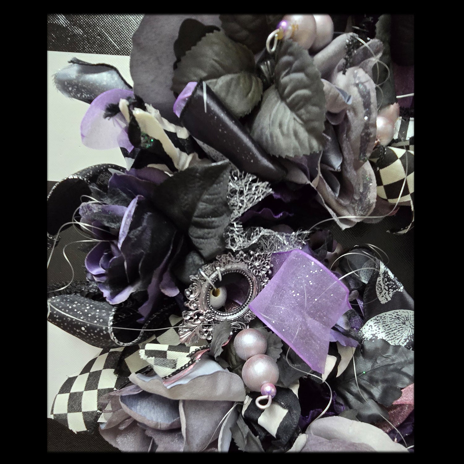Sweet Gothic Mixed Media Wreath, Fall or Halloween Decor