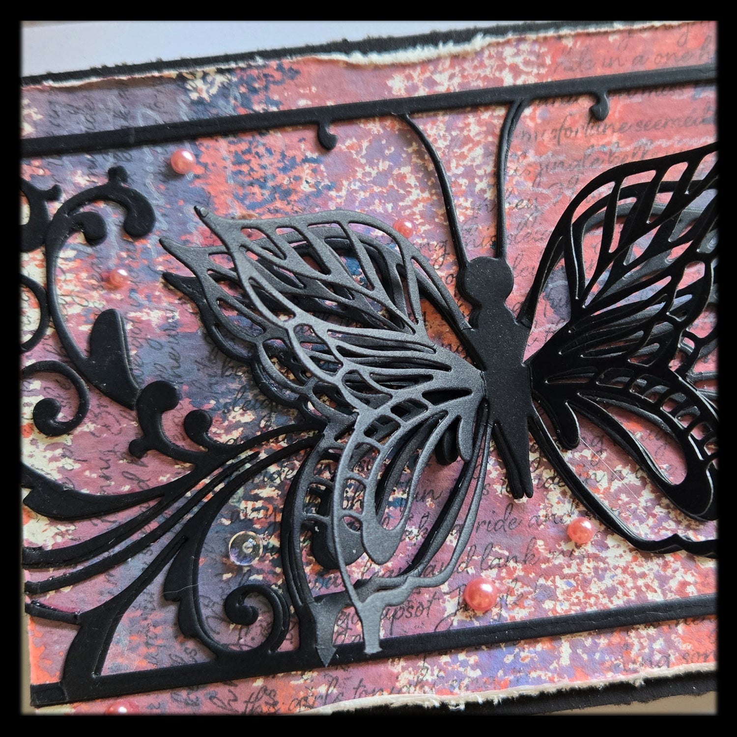 Elegant Butterfly Greeting Card, Mixed Media