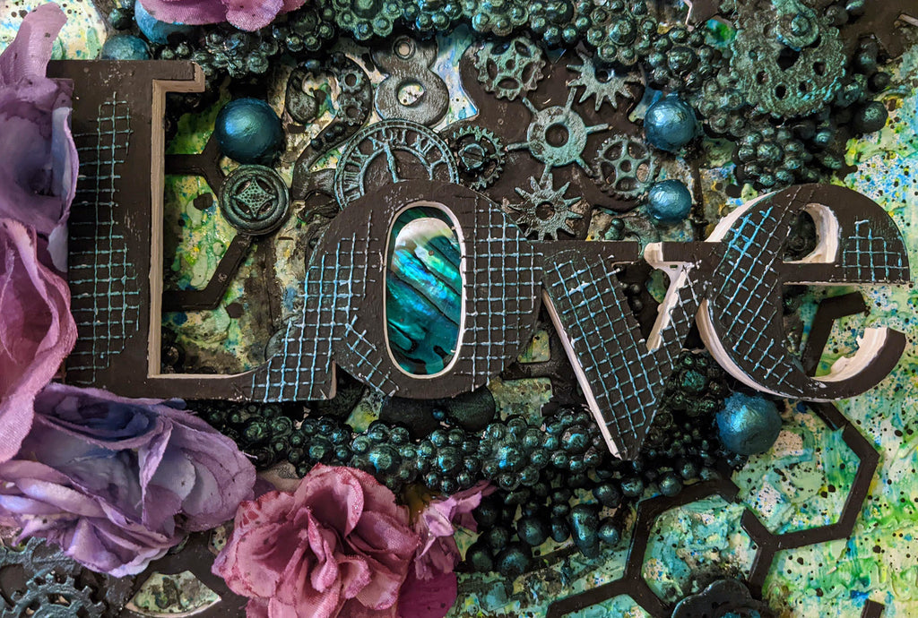 Steampunk Love & Purple Roses Mixed Media Gallery Canvas Wall Art