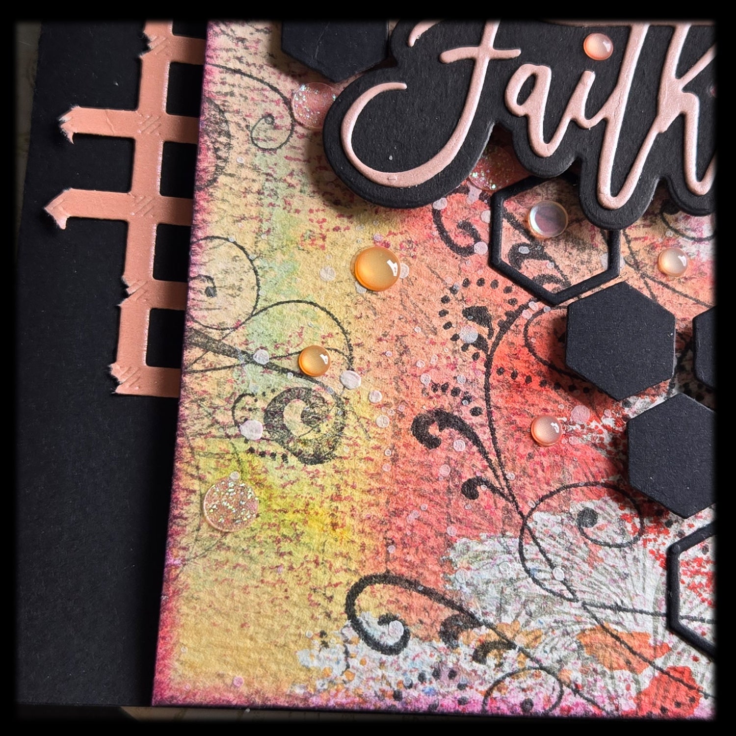 Faith Peach and Yellow Greeting Card, Mixed Media