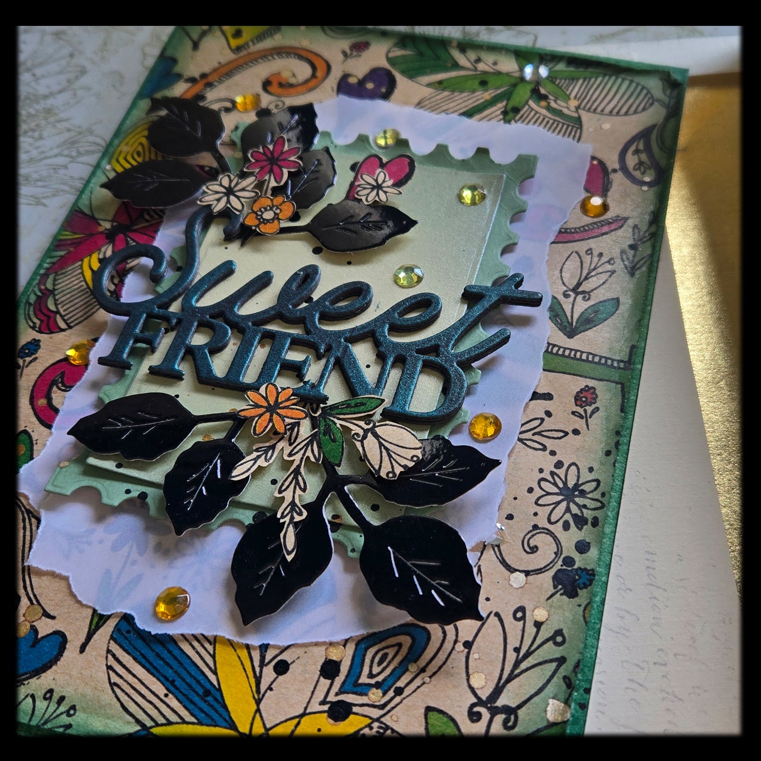 Hippie-Style Sweet Friend Greeting Card, Mixed Media
