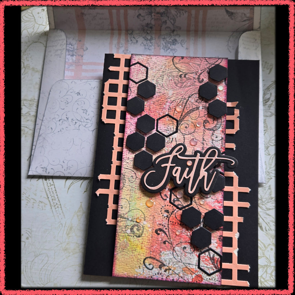 Faith Peach and Yellow Greeting Card, Mixed Media