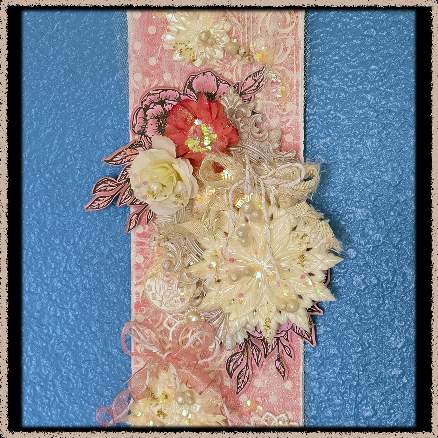 Glistening Snowflakes from the Sugar-Coated Holiday Suite Mini Mixed Media Art Piece