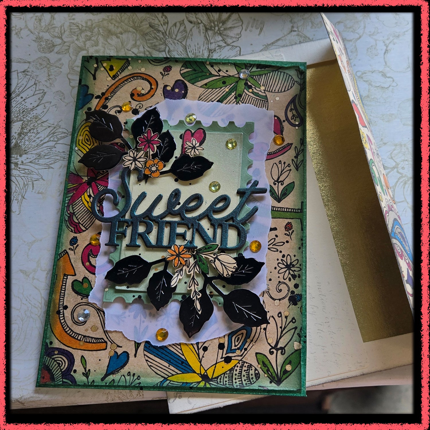Hippie-Style Sweet Friend Greeting Card, Mixed Media