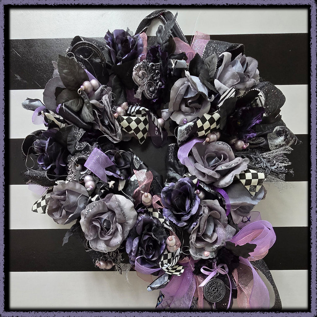 Sweet Gothic Mixed Media Wreath, Fall or Halloween Decor