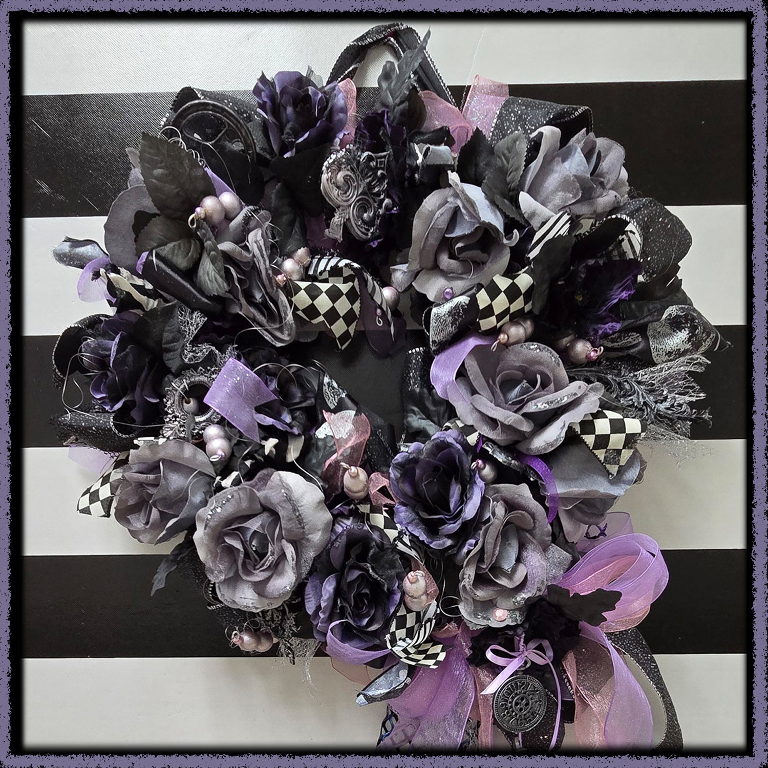 Sweet Gothic Mixed Media Wreath, Fall or Halloween Decor