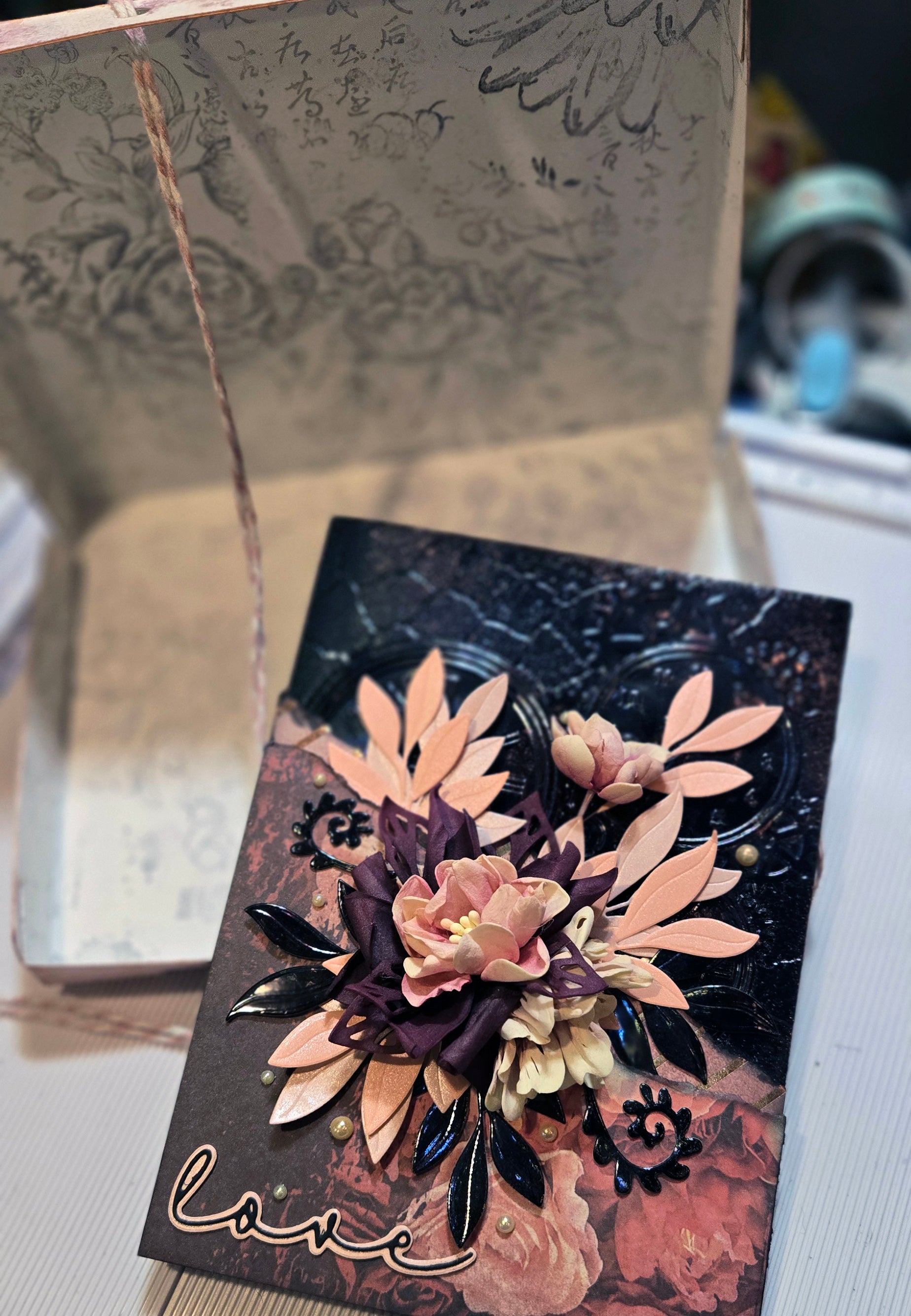 Shabby Chic "Love" Greeting Card, Mixed Media
