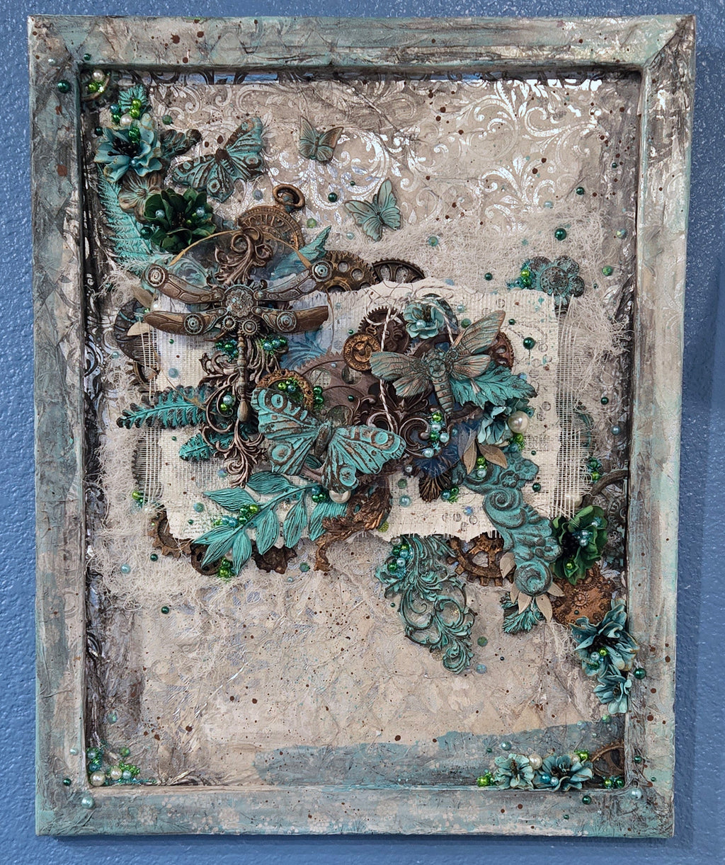 The Patina Paradise 16x24" Canvas Frame Steampunk Wall Art