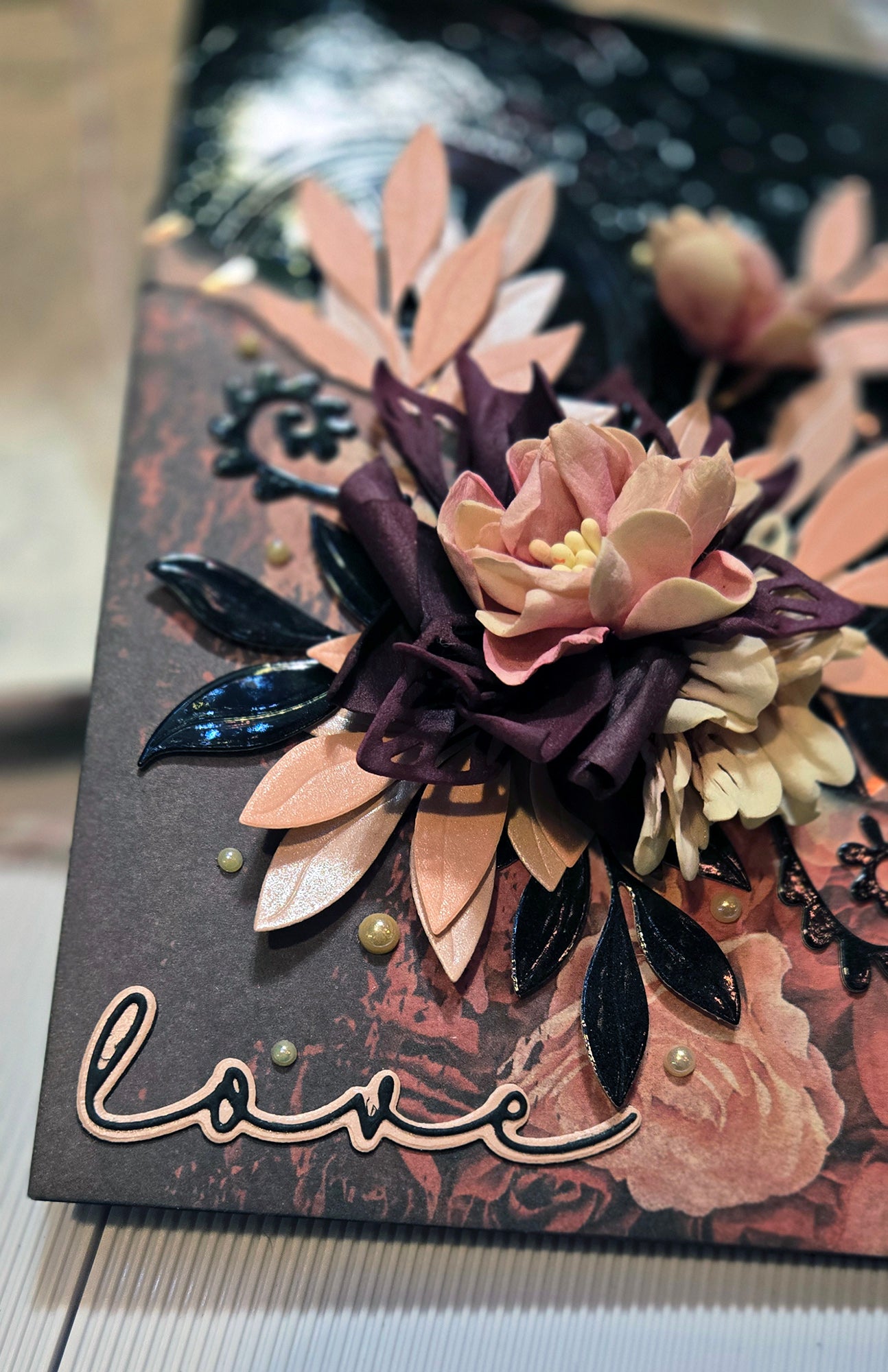 Shabby Chic "Love" Greeting Card, Mixed Media