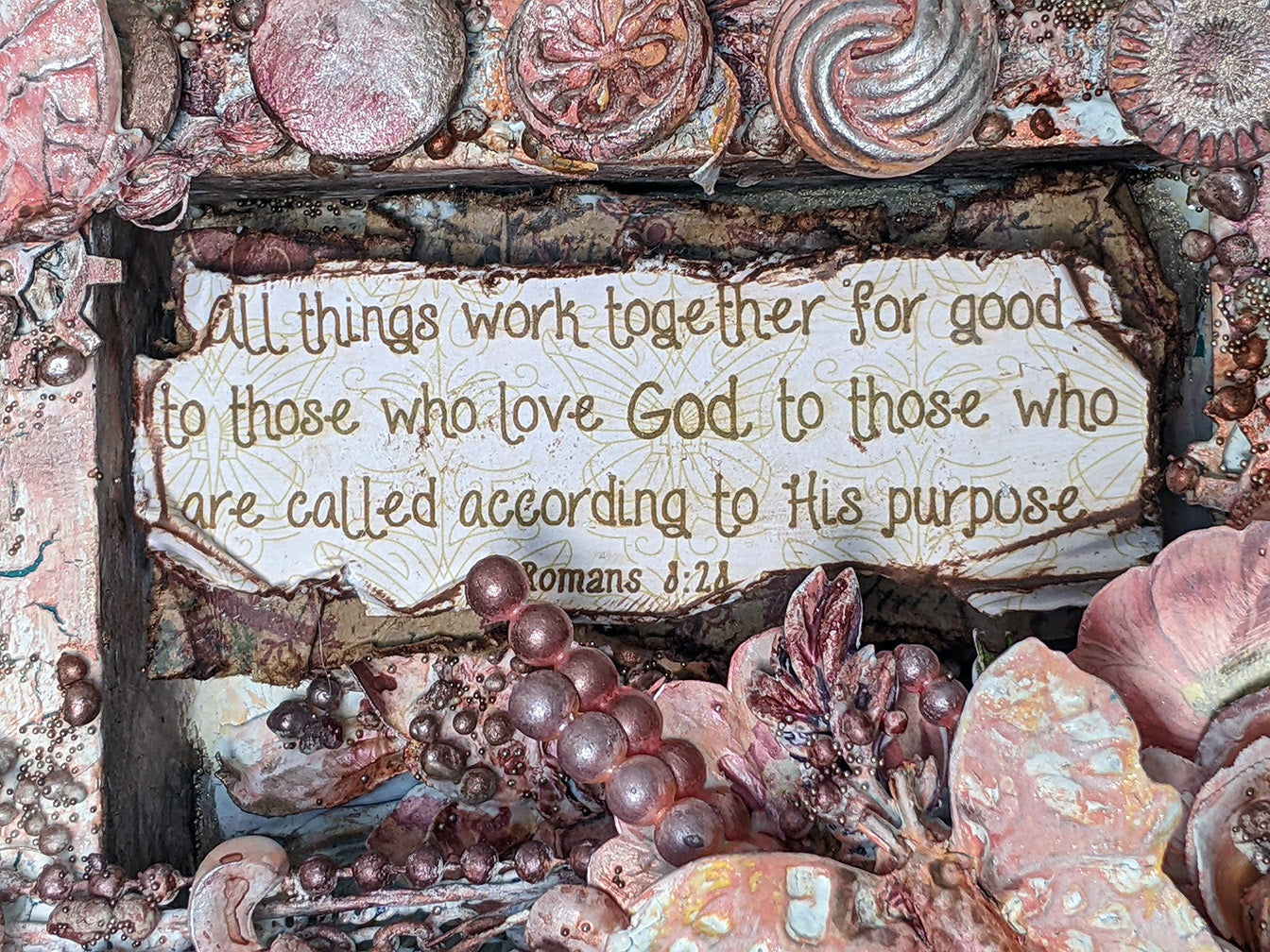 For His Love & Purpose 6x6" Wooden Frame Mixed Media Art