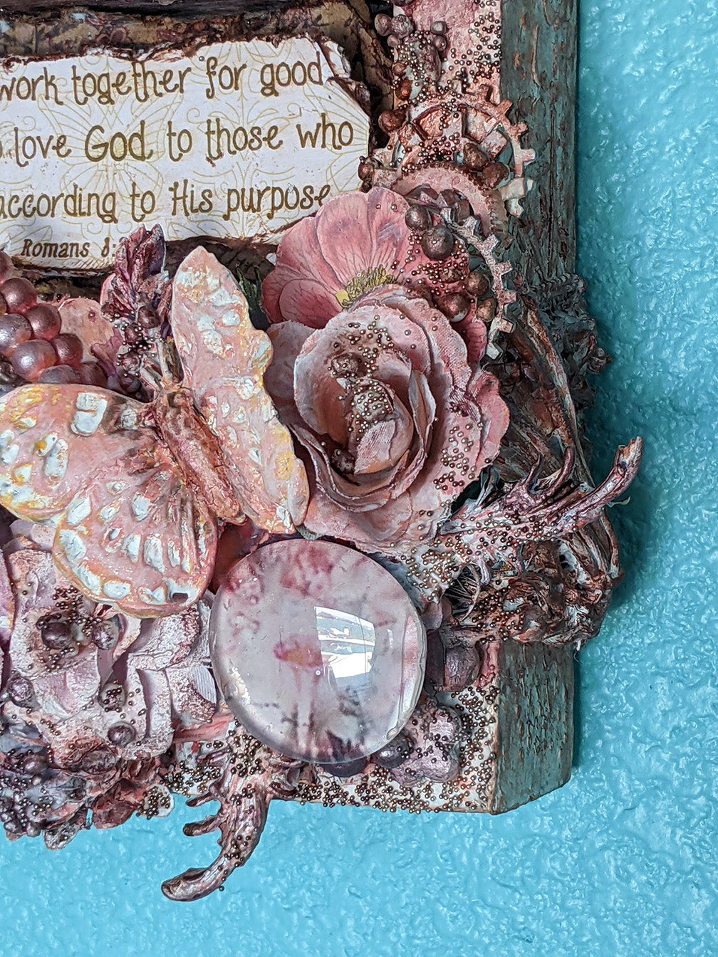 For His Love & Purpose 6x6" Wooden Frame Mixed Media Art