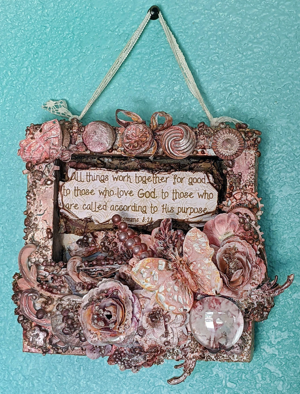 For His Love & Purpose 6x6" Wooden Frame Mixed Media Art