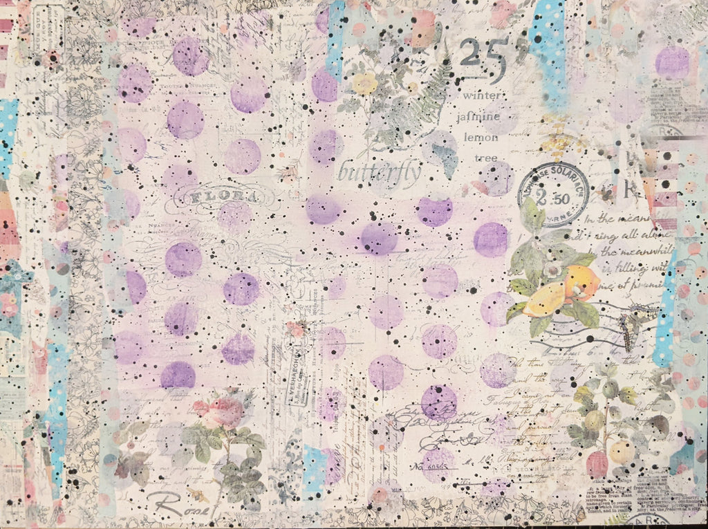 Pastel Dots NO Scripture Rice Paper: Grunge Art Journaling, Scripture Background,, Card Making, Scrapbook Paper (13x9.5)