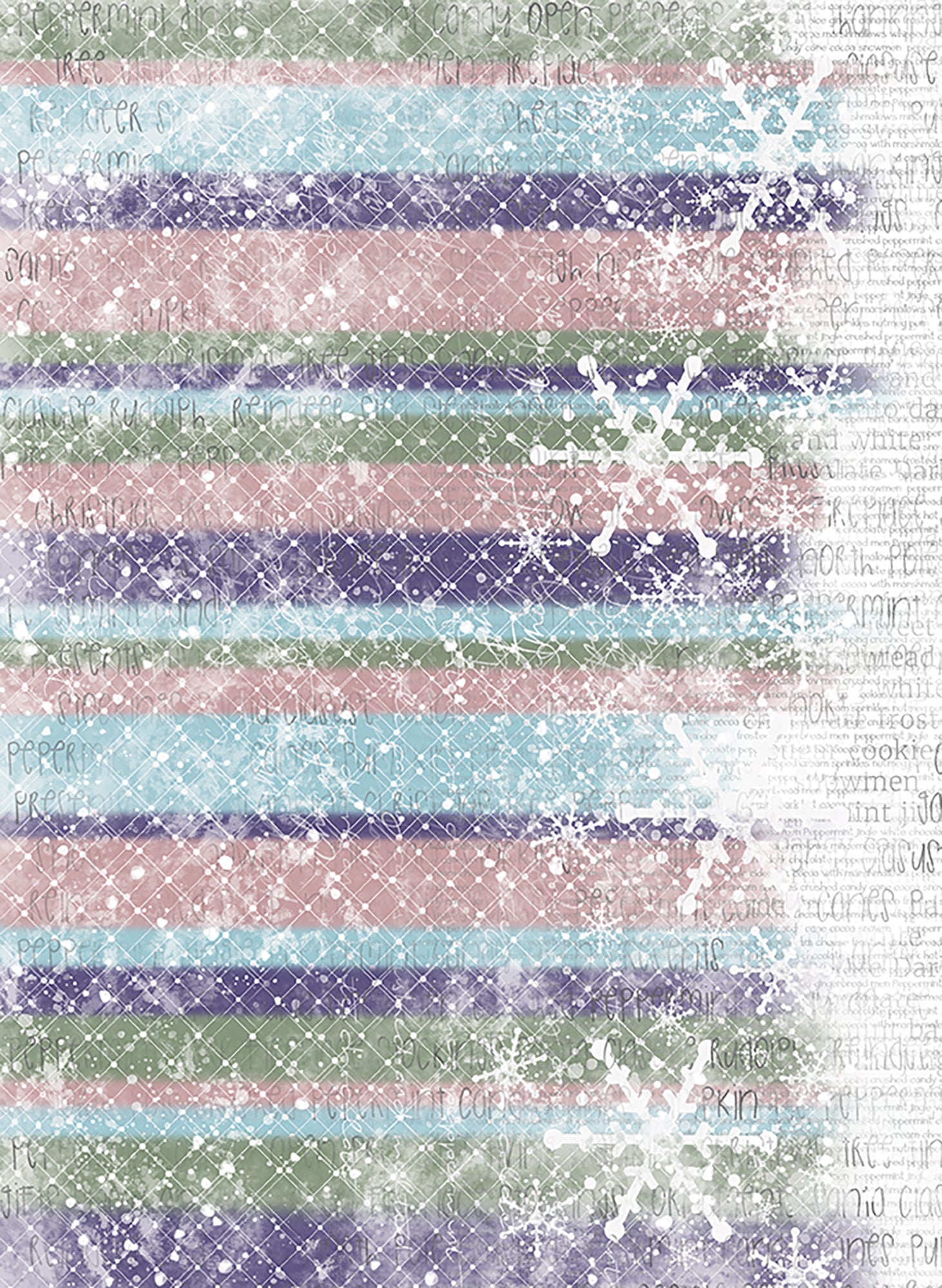 Peppermint Jingle Rice Paper Set of 10, Christmas Art Journaling and Mixed Media Paper