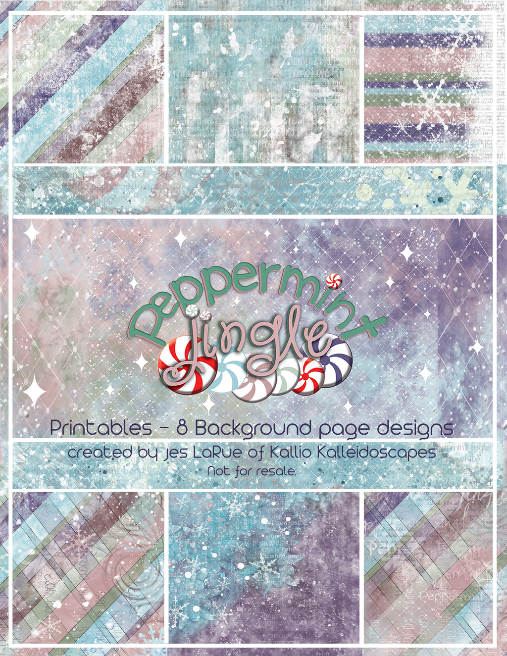 Winter Peppermint Jingle Digital Art Pages, Card Making, Mixed Media Junk Journal (Digital Download)