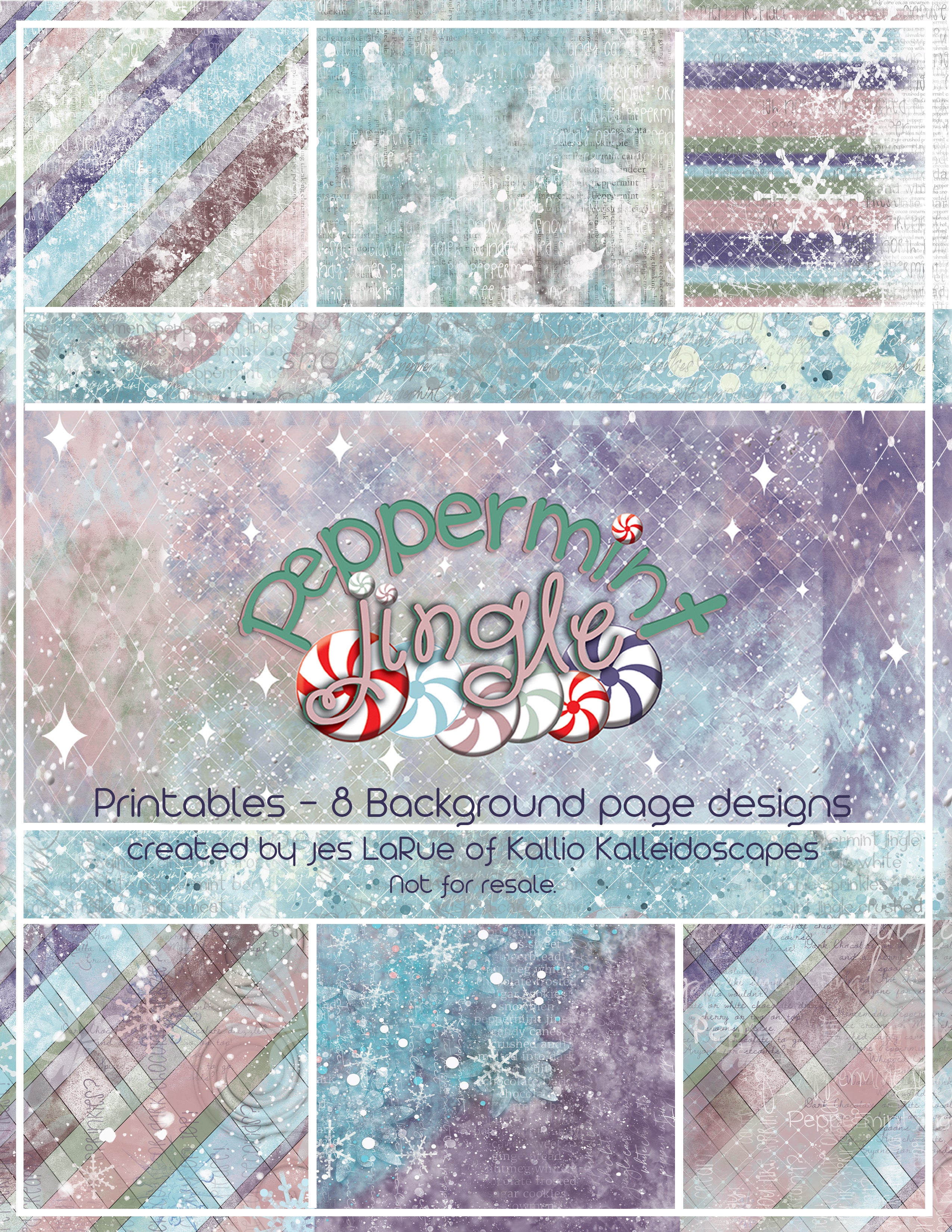 Winter Peppermint Jingle Digital Art Pages, Card Making, Mixed Media Junk Journal (Digital Download)