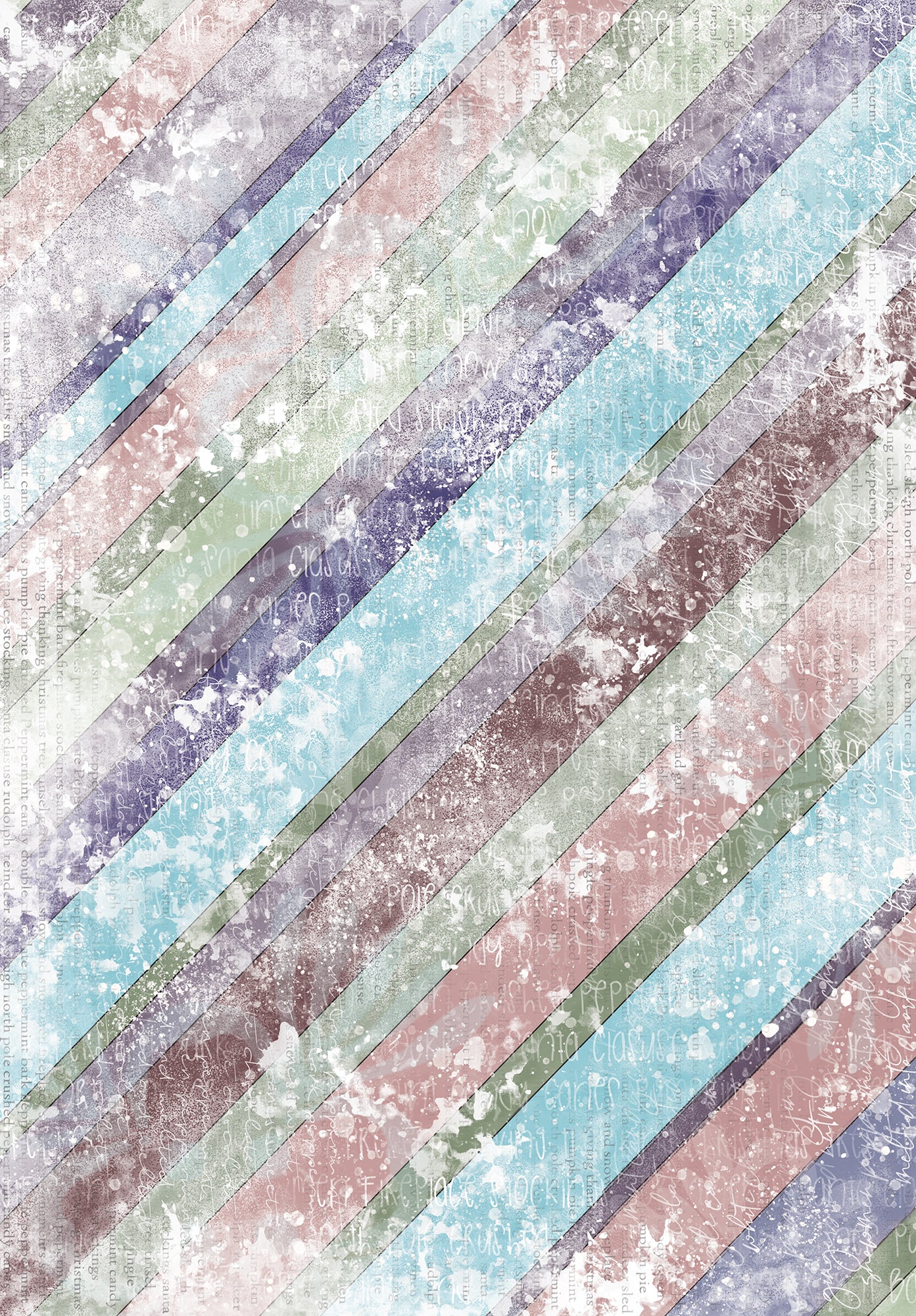 Peppermint Jingle Rice Paper Set of 10, Christmas Art Journaling and Mixed Media Paper
