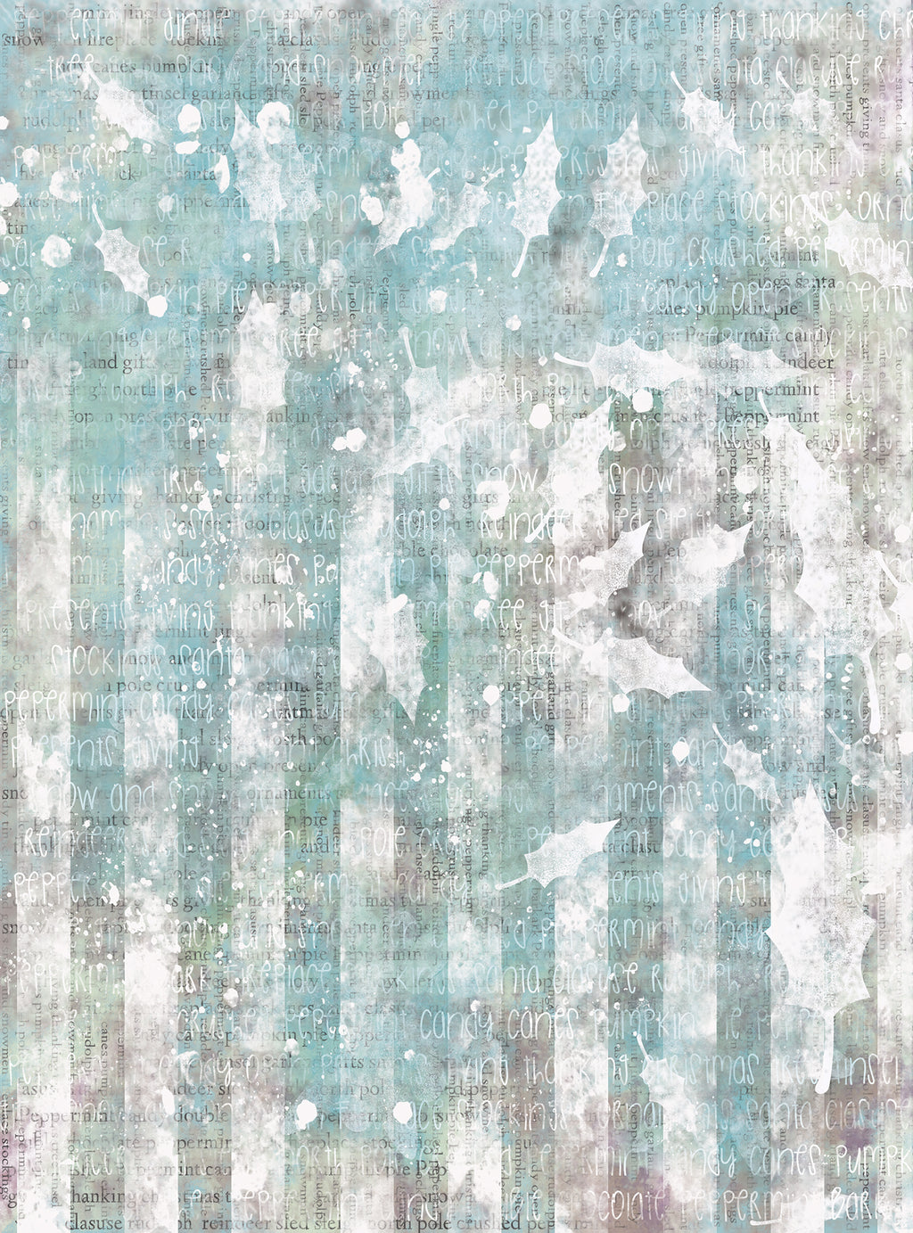 Peppermint Jingle Rice Paper Set of 10, Christmas Art Journaling and Mixed Media Paper