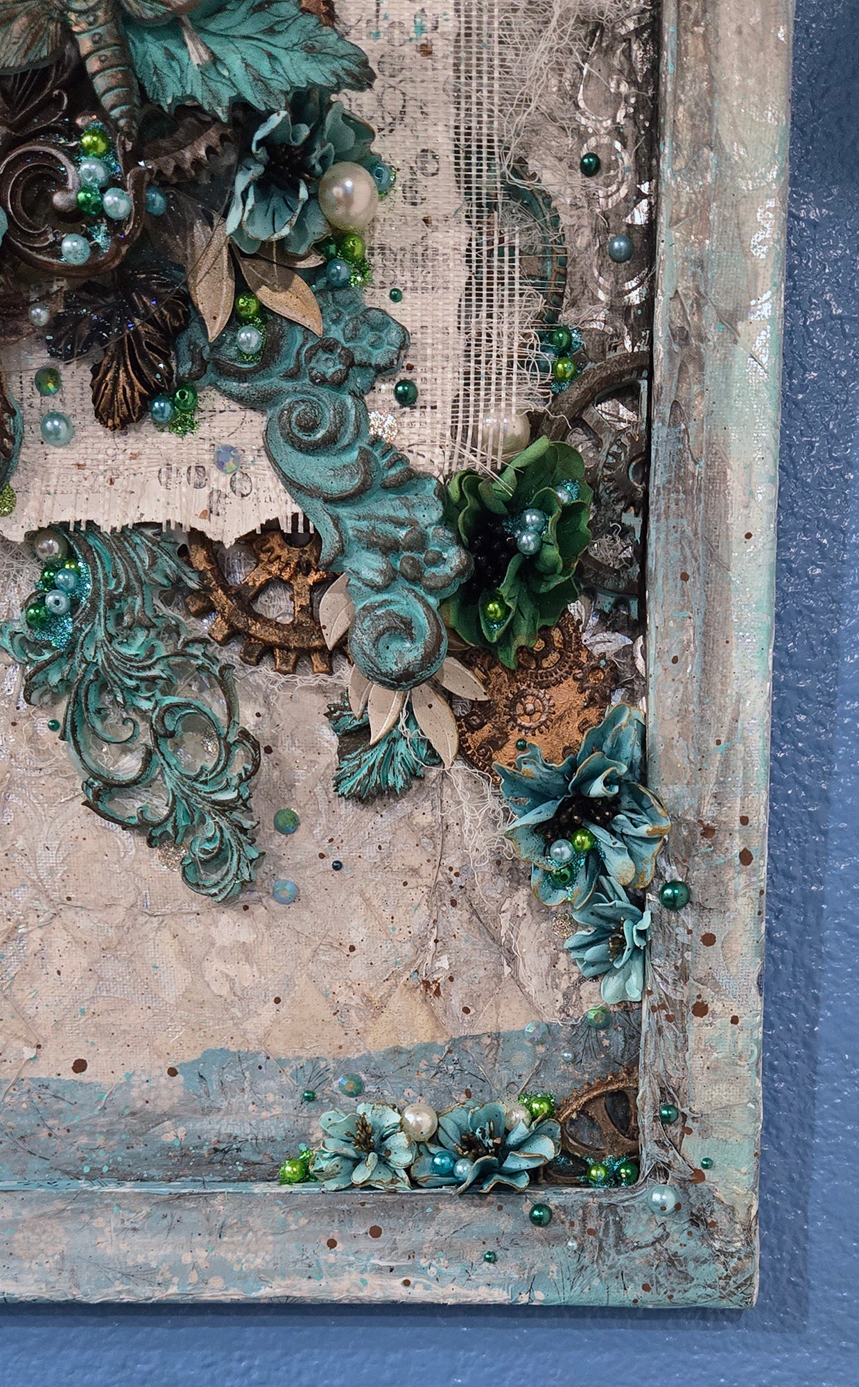 The Patina Paradise 16x24" Canvas Frame Steampunk Wall Art